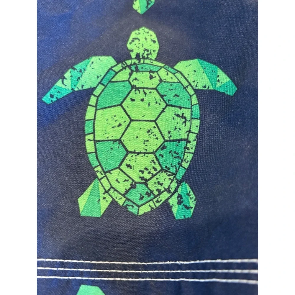Gymboree Boys Navy Blue Green Sea Turtle Swim Trunks Board Shorts 2T